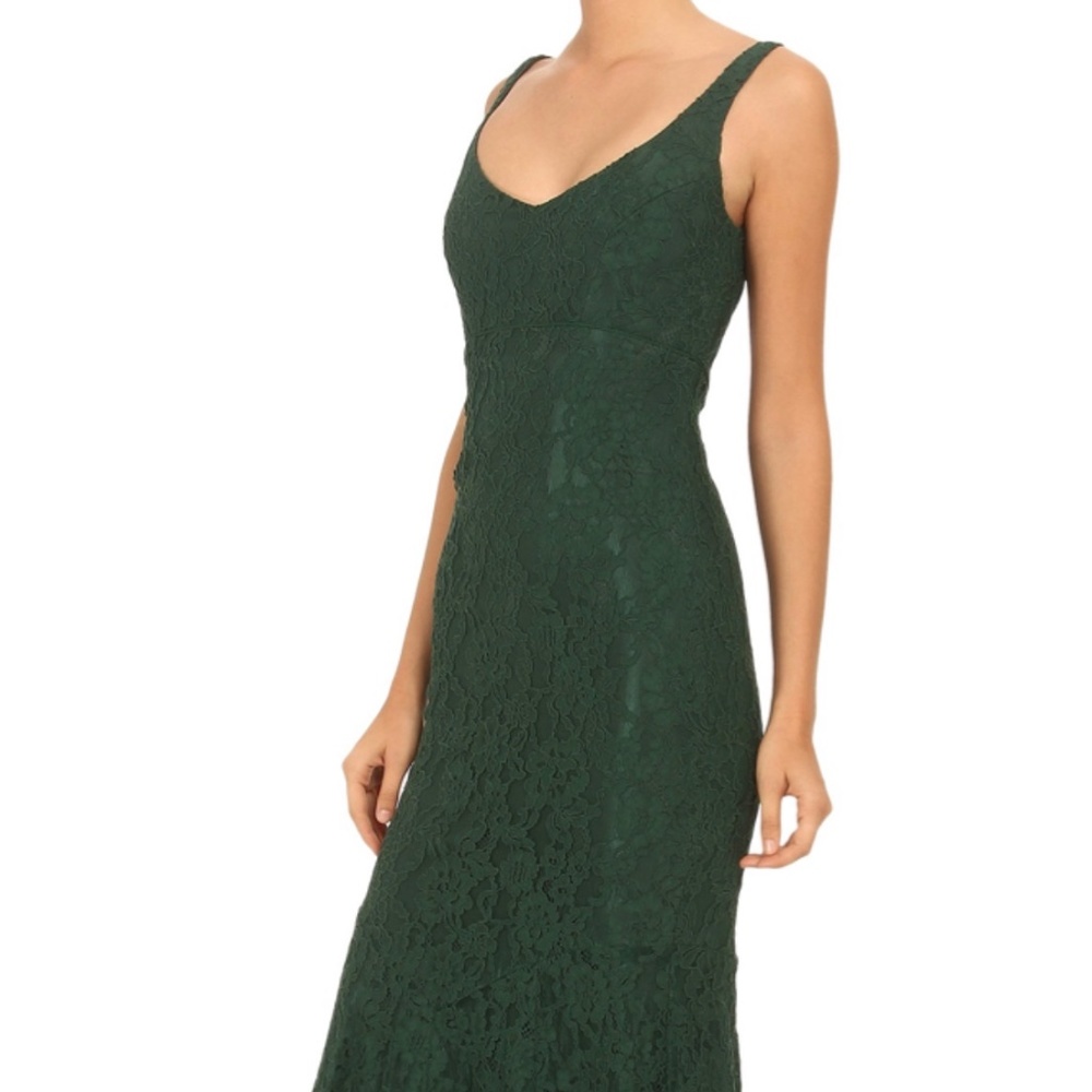Nicole Miller Size 6 Formal Prom Wedding Hunter Green Lace Mermaid Dress